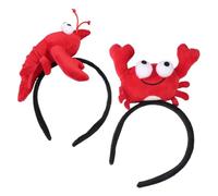 KICHOUSE 2 Piezas Diademas Diseño de Langosta y Cangrejo Rojas Adorables Accesorios Únicos para Fiestas y Disfraces Marinos