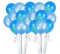 KICHOUSE 20 Piezas globo de mapa decoraciones de la tierra Fiesta temática turquesa globos azul claro globos de aula ligero globos de latex suministros de fiesta globos impresión de globos
