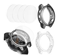 KICHOUSE 2Juegos Funda Protectora de Reloj Fenix Pro con Protector de Pantalla de Vidrio Estuche Antichoque Negro y Transparente Instalación y Total