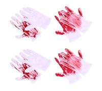 KICHOUSE 4 Pares Guantes de Halloween Sangrientos Unisex de Tela Tejida con Diseño de Salpicaduras de Sangre Accesorios Versátiles para Disfraces de Vampiro Asesino y Carnicero Talla Única