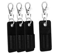 KICHOUSE 4piezas Estuche para Bolígrafos De Piel Sintética Portaplumas Cordón Protector De Bolsillo para Diario Oficina o Escuela Color Negro Compacto Material Resistente