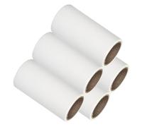 KICHOUSE 5 Rollos Cinta de Limpieza Adhesiva para Rodillos Quitapelusas de Mascotas, Papel Adhesivo Blanco de 10cm, Fácil de Rasgar Pegamento Adecuado para Ropa y Sofás en Limpieza