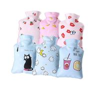 KICHOUSE 6 Bolsas de Agua Caliente Mini Pvc, Calentador de Manos Compacto Diseño Divertido (labios Rojos, Plátano, Fresa, Taza, Nube, Gato), para Uso Hogar y Alivio Térmico en Invierno