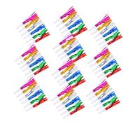 KICHOUSE 60 piezas Silbatos de Plástico con Purpurina Metálica y Flecos Sopladores Coloridos para Fiestas Infantiles Cumpleaños y Eventos Deportivos Seguro y Resistente para Grupos