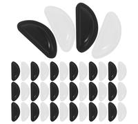 KICHOUSE Almohadillas Nasales de Silicona Suave Autoadhesivas en Forma de D para Gafas de Sol y Anteojos, 24 Pares Antideslizantes Transparentes y Negras, Soporte Cómodo para Uso