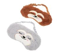 KICHOUSE Antifaz para Dormir de Peluche Diseño de Dibujos Animados Adultos Bloqueador Total de Luz Banda Elástica Ajustable Set de 2 Piezas Gris y Marrón Máscara Transpirable para