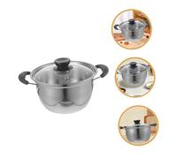 KICHOUSE Cacerola Pequeña Inoxidable con Doble Mango Resistente al Calor Olla Versátil para Cocina Vaporera y Sopa Utensilio para Alimentos