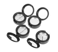 KICHOUSE Caja de Sombras de Ojos Vacía 4 Piezas, 3 Compartimentos Redondos, Tapa Transparente, Estuche Compacto Negro Mate de 26 Mm Bandejas de Aluminio Múltiples para Organización y Viaje