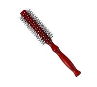 KICHOUSE Cepillo Profesional para Peluquería de Madera Cerdas de Nailon, Tamaño Mediano, para Desenredar y Peinar Cabello Rizado o Liso, Uso en Casa, Color Rojo Marrón