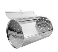 KICHOUSE Cesta para Asar Giratoria en Acero Inoxidable 180X300 MM Diseño de Puerta Extraíble, para Horno y Parrilla, Apta para Frutos Secos y Verduras