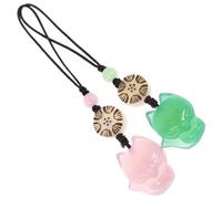 KICHOUSE Colgantes de Jade para Bolso y Funda de Teléfono en Forma de Animalito de Ágata Set de 2 Piezas Verde y Rosa Decorativos y Creativos para Llaveros y Accesorios de Moda