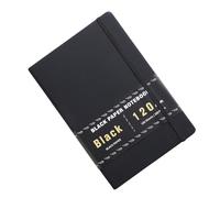 KICHOUSE Cuaderno de Papel Negro Tapa Dura y Diseño Vintage para Tinta Clara 200 Páginas Adecuado para Bocetos Artísticos y Notas Diarias
