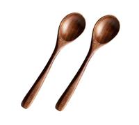 KICHOUSE Cucharas de Madera para Cocina Estilo Japonés, Cucharas Redondas Pequeñas, Set de 2 Piezas para Mermelada y Ensalada, Utensilios Domésticos para Uso Diario