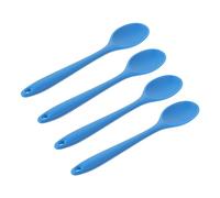 KICHOUSE Cucharas de Silicona para Alimentos Antiadherentes 4 Piezas Pequeñas Azules Cucharas Mezcladoras de Cocina Multiusos para Servir Ensalada y Cocinar
