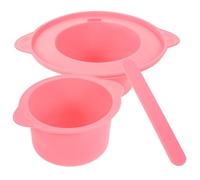 KICHOUSE Cuenco de Silicona Rosa Resistente al Calor 400 Ml para Mezclar Mascarillas y Derretir Cera con Paleta Incluida, Kit de Depilación Profesional para Uso en Salones y Reutilizable