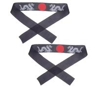 KICHOUSE Diadema Japonesa Negra para Hombre Banda Ancha de Poliéster para Karate y Cosplay Par de Diademas Samurái Versátiles para Entrenamiento y Disfraces Accesorio Cómodo y Duradero