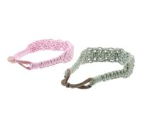 KICHOUSE Diademas de Crochet Bohemias Elásticas 2 Piezas Algodón Trenzado Rosa y Verde para Mujer y Niña Accesorio Ligero y Flexible para Deporte Yoga y Uso Diario