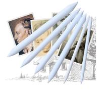 KICHOUSE Difuminadores de Papel Blanco Punta Fina y Afilable Juego de 6 Bloque de Lija, Adecuado para Bocetos y Sombreado Profesional para Dibujo Artístico