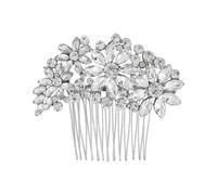 KICHOUSE Diseño Floral Elegante y Delicado de Aleación Plateada Cristales Fácil de Colocar y Quitar Pelo de Boda Adecuada para Novia y de Corte