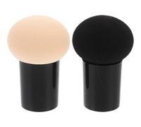 KICHOUSE Esponjas de Maquillaje 2 Pcs Secas y Húmedas, Borlas Faciales Suaves para Niñas, Color Negro y Beige, Herramienta Cosmética Reutilizable para Base y Polvo