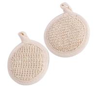 KICHOUSE Esponjas Exfoliantes Naturales para Baño 2 Piezas, Depurador de Ducha Corporal, Toallitas de Algodón y Lino 8x8 Cm, Paños Suaves para Limpieza y Exfoliación Diaria