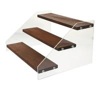 KICHOUSE Estante de Exhibición de Madera Maciza y Acrílico de 3 Niveles Estantes Elevadores para Figuras y Colecciones en Sala de Estar