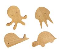 KICHOUSE Ganchos de Pared de Madera sin Rebabas Diseño de Marinos para Colgar, Pack de 4 Piezas y Montados en Pared, para Cocina y Dormitorio