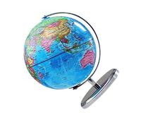 KICHOUSE Globo Terráqueo Educativo Iluminado para Niños, 20 Cm con Base Plateada, Herramienta Geográfica de Enseñanza para Estudio en Casa y Escuela, 1 Unidad