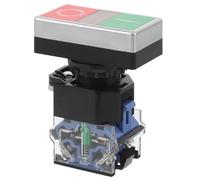 KICHOUSE Interruptor Pulsador Doble Rectangular Diseño Plano Integrado Función Dual Normalmente Abierto y Cerrado para Control Manual Industrial y Luz Retro con Placa Moderna y Fácil