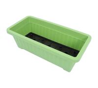 KICHOUSE Jardinera Orificios de Drenaje Múltiples Rectangular Verde de Plástico con Diseño Que Controla el Riego y Bandeja Recolectora para Flores y Hierbas Adecuado para Patios y Hogares