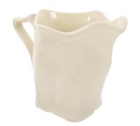 KICHOUSE Jarra de Cerámica Crema Beige con Palacio, Jarra Espumadora de Leche Pequeña 1 Pieza para Café con Leche y Azúcar, Taza Multifuncional Vintage para Uso en Cocina y Oficina