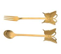 KICHOUSE Juego de Cuchara y Tenedor de Acero Inoxidable Diseño Elegante de Mariposa, Cómodo para Mezclar Bebidas y Apto para Bodas y Postres