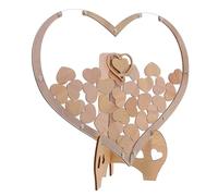 KICHOUSE Libro de Visitas Forma de Corazón de Madera para Bodas y Cumpleaños, Marco Decorativo Único para Capturar Mensajes y Buenos Deseos en Ocasiones Obsequios