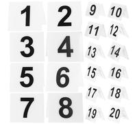 KICHOUSE Marcadores de Mesa Acrílicos en Forma de V Doble Cara Reutilizables Tamaño 55X63 CM Color Blanco Números Negros 20 Unidades para Restaurantes Cafeterías y Eventos