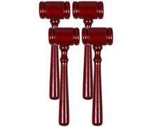 KICHOUSE Martillo de Subasta de Madera Maciza Rojo 4 Piezas Mini Martillo Pequeño para Juez Portátil para Uso Judicial y Subastas
