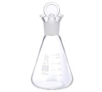 KICHOUSE Matraz Erlenmeyer de Vidrio Borosilicato 100ml Tapón Esmerilado y Graduaciones Serigrafiadas para Laboratorio y Química