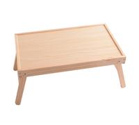 KICHOUSE Mesa Plegable de Madera Maciza para Portátil, Bandeja de Cama Mediana 48x30 Cm Color Madera Natural, Escritorio Portátil Multifunción para Desayuno y Trabajo en Cama o Sofá
