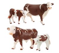 KICHOUSE Modelo de Vaca Simulada de Granja 4 Piezas para Niños, Juguete Educativo Infantil de Figuras Animales Realistas, Set de Vacas para Aprendizaje y Decoración