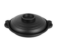 KICHOUSE Olla de Barro Cazuela de Cerámica Negra, Pared Gruesa, Apta para Fuego Directo, para Arroz y Bibimbap, Utensilio de Cocina