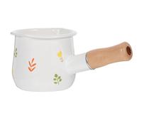 KICHOUSE Olla Esmaltada Pequeña Multifunción de Color Claro Mango Resistente al Calor para Cocinar Leche, Salsas y Alimentos, Cacerola Antiadherente Ligera para Cocina Eléctrica E