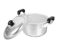 KICHOUSE Olla para Ramen Olla Pequeña de Aluminio con Tapa, Doble Asa Aislante, Plata, Resistente al Calor Óxido, para Hacer Fideos y Sopas