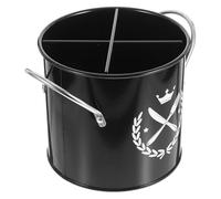 KICHOUSE Organizador Cubiertos Metálico Multiuso con Drenaje Soporte Utensilios Cocina Vintage Negro Cesta Multi-grid para Menaje y Escurre Cubiertos Solución Almacenamiento Duradera