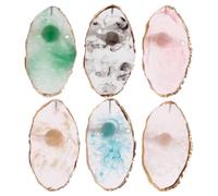 KICHOUSE Paleta de Mezcla para Uñas 6 Piezas Resina Borde Dorado Estilo Ágata, Bandeja para Mezclar Esmaltes y Pigmentos, Herramienta para Decoración y Exhibición de Color Color Aleatorio