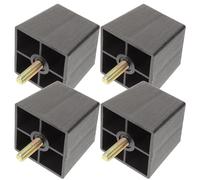 KICHOUSE Pata de Mueble Cuadrada Negra de Metal y Plástico, 4 Piezas