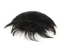 KICHOUSE Pieza de Cabello Postiza para Hombres Clip, Cabello Real Negro, Cómoda para Uso Diario, Adecuado para Halloween y Reemplazo Calvo