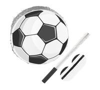 KICHOUSE Piñata de Fútbol para Fiestas de Cumpleaños Infantiles Kit con Piñata de Cartón Resistente Papel Crepé Decorativo Palo y Antifaz Incluidos Adecuado para Juegos y Decoración
