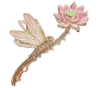 KICHOUSE Pinza Cabello Garra China Forma Flor de Loto Metálica Perlas, Mediana, Adecuado para Cabello Grueso y Accesorios de Peinado en Fiestas y Uso Diario