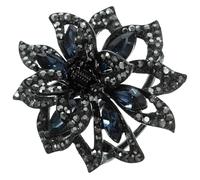 KICHOUSE Pinza Pelo Forma de Flor Negra de Metal y Strass, Cómoda y Fácil de Usar para Mujer en Citas y Cocina