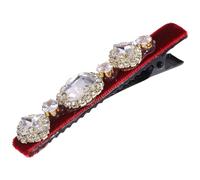 KICHOUSE Pinza Pelo Vintage Pequeña de 8 Cm Diseño de Pato, Tela de Terciopelo Color Vino Gemas de Imitación, Adecuado para Cabello Fino y Flequillo, Accesorio Elegante para Fiesta y Uso