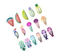 KICHOUSE Pinzas de Cabello para Niñas Broches de Metal con Diseño de Figuras y Frutas, 16 Piezas Formas Variadas, Ideales para Recuerdos de Graduación y Actividades Estilo Varios estilos